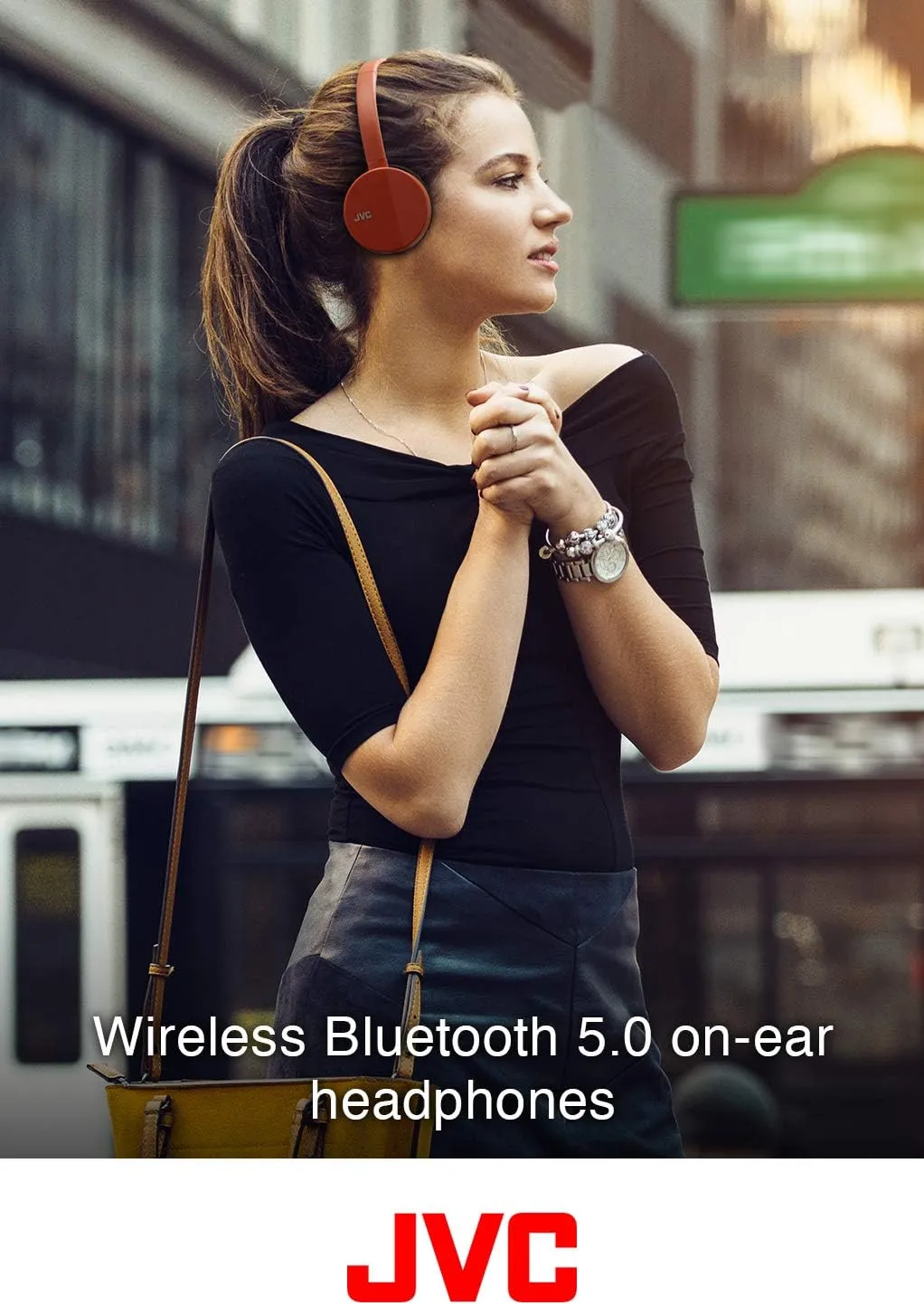 JVC HA-S23W Wireless Headphones - On Ear Bluetooth Headphones, Foldable Flat Design, 17-Hour Long Battery Life (Black)