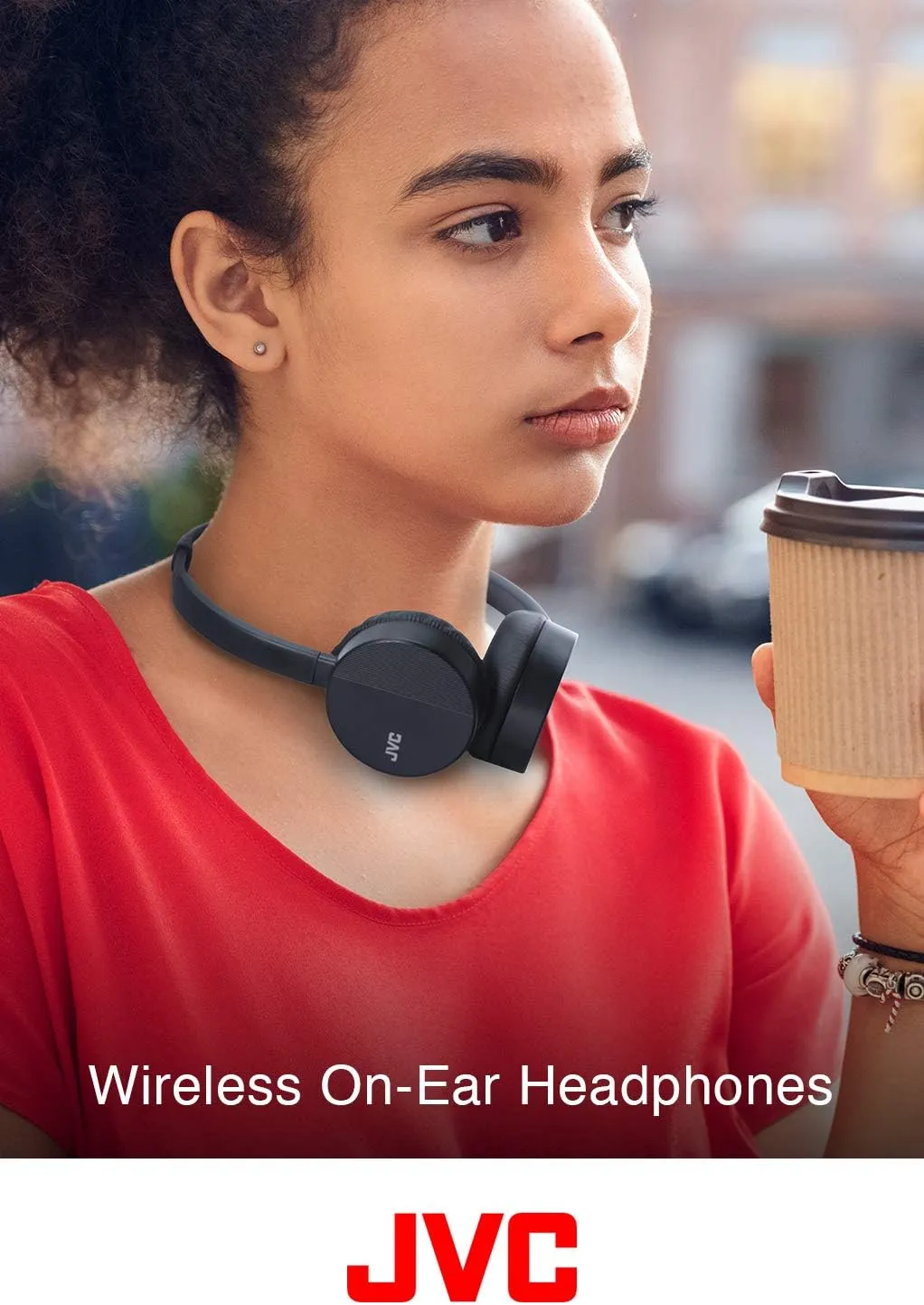 JVC HA-S23W Wireless Headphones - On Ear Bluetooth Headphones, Foldable Flat Design, 17-Hour Long Battery Life (Black)