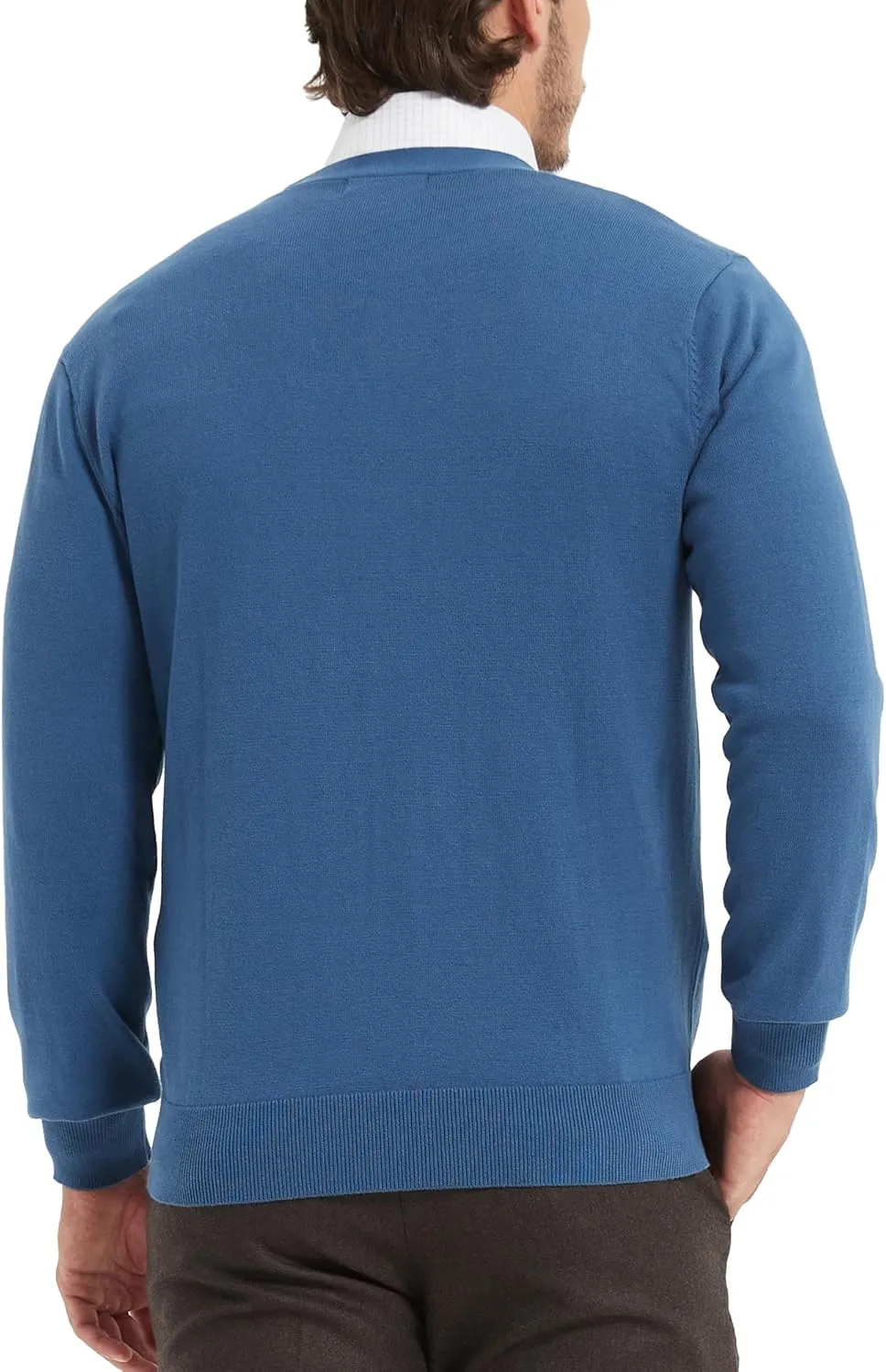 Kallspin Men’s Pure Cotton Cardigan Sweater V-Neck Button Down Cardigan Lightweight Knitwear with Pockets