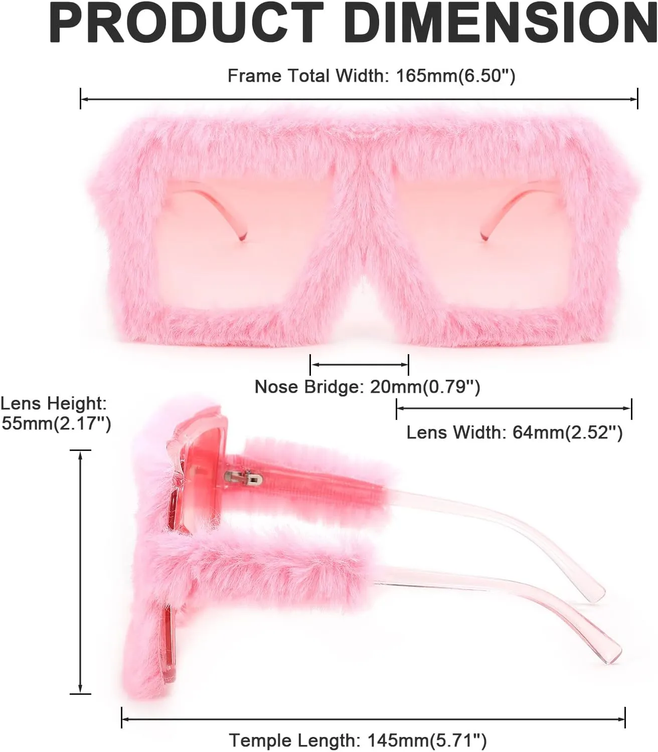 Karsaer Vision Plush Fuzzy Flat Top Fashion Square Large Shades Punk Soft Velvet Shade Party Eyewear…