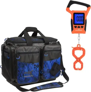 KastKing Fishing Gear & Tackle Bags - Saltwater Resistant Fishing Bags(Blue,Large) & WideView Floating Waterproof Fishing Digital Scale