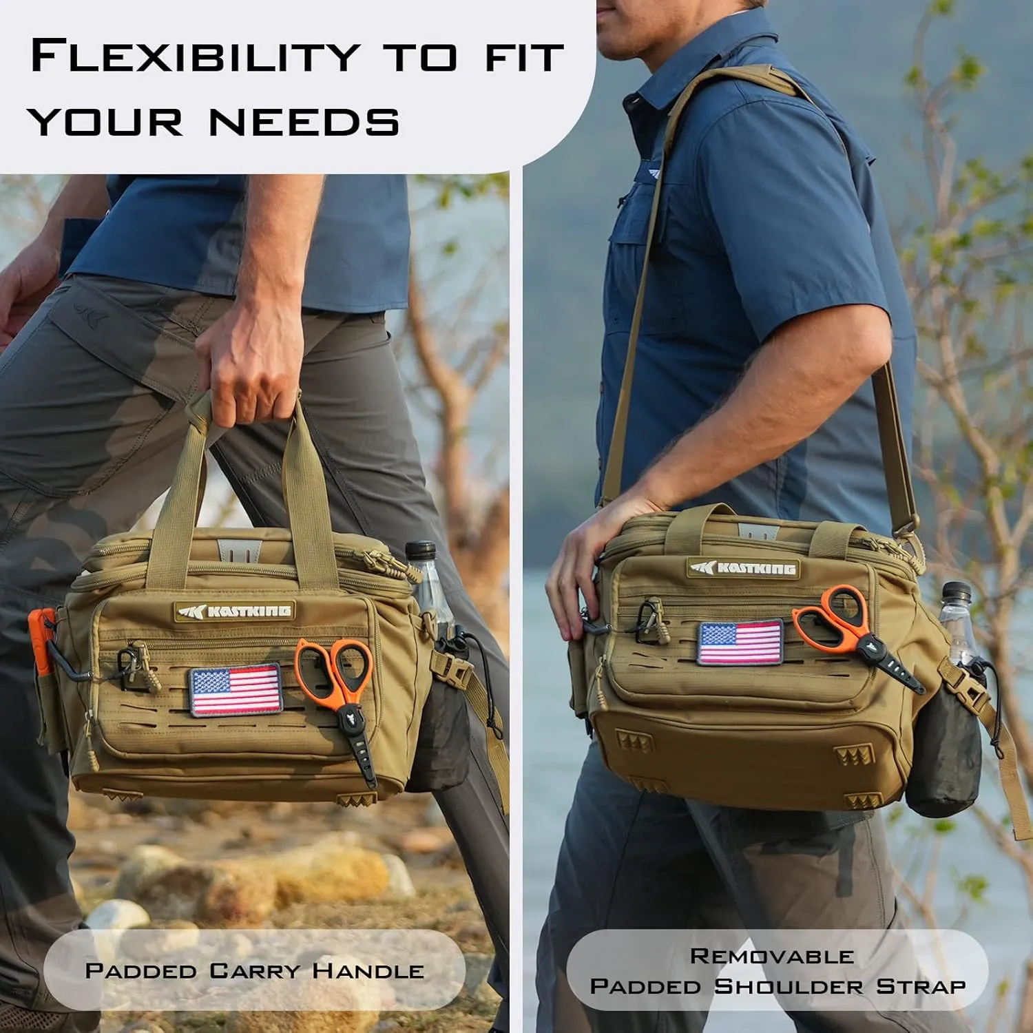 KastKing Fishing Tackle Bags - Saltwater & Freshwater Fishing Bags - Water Resistant, Padded Shoulder Strap - Gear Storage