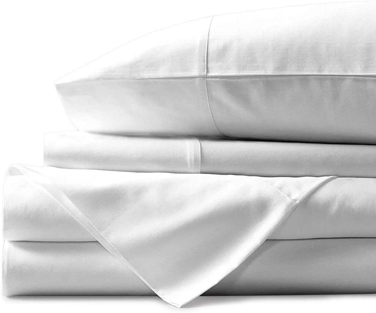 KBC linen 4 PCs Attached with Fitted Sheet 100% Cotton Ultra-Soft Luxurious Waterbed Sheet Set with 21" Deep Pocket - 800 Thread Count - Luxurious Hotel Collection - (King/Cal King, White Solid)
