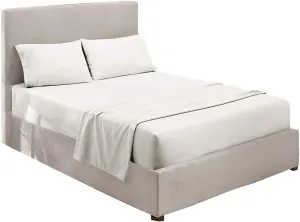 KBC linen 4 PCs Attached with Fitted Sheet 100% Cotton Ultra-Soft Luxurious Waterbed Sheet Set with 21" Deep Pocket - 800 Thread Count - Luxurious Hotel Collection - (King/Cal King, White Solid)