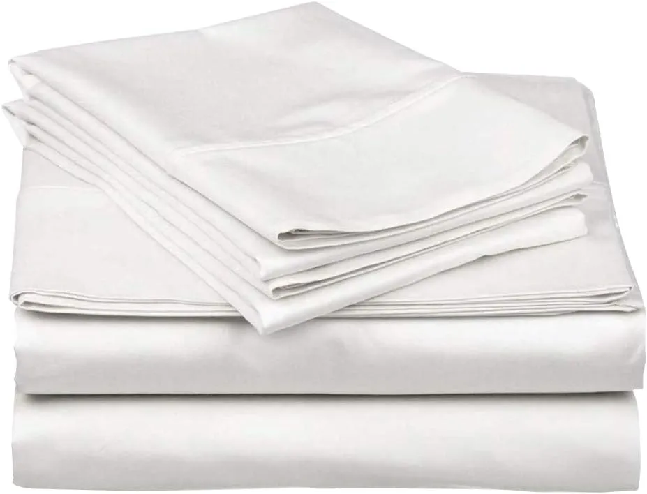 KBC linen 4 PCs Attached with Fitted Sheet 100% Cotton Ultra-Soft Luxurious Waterbed Sheet Set with 21" Deep Pocket - 800 Thread Count - Luxurious Hotel Collection - (King/Cal King, White Solid)