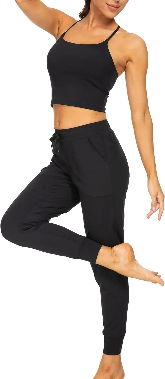 Kcutteyg Womens Joggers with Pockets, Lightweight Quick Dry Athletic Workout Soft Pants for Gym, Yoga, Running