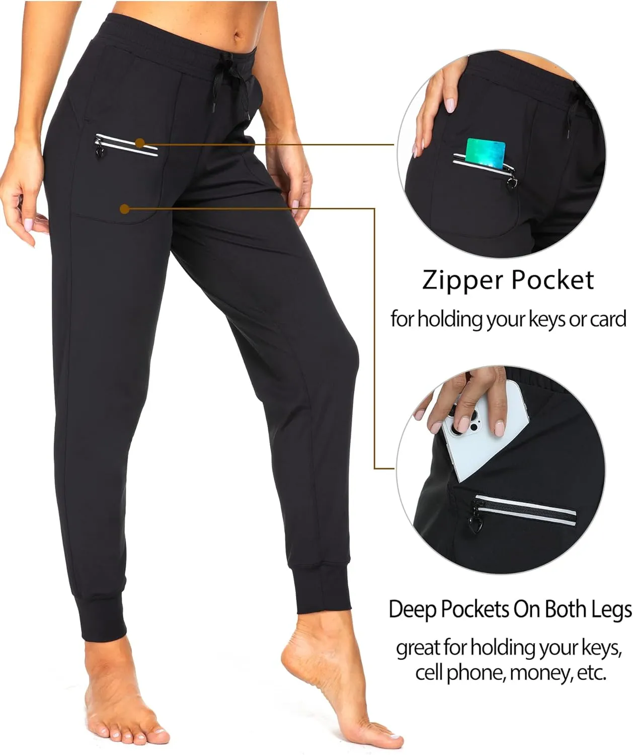 Kcutteyg Womens Joggers with Pockets, Lightweight Quick Dry Athletic Workout Soft Pants for Gym, Yoga, Running