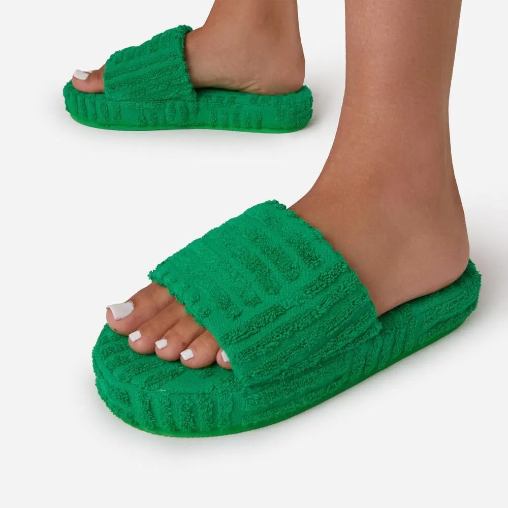 keleimusi Womens Towel Fabric Slipper Thick Sole Round Toe Strap Slide Sandals Shoes