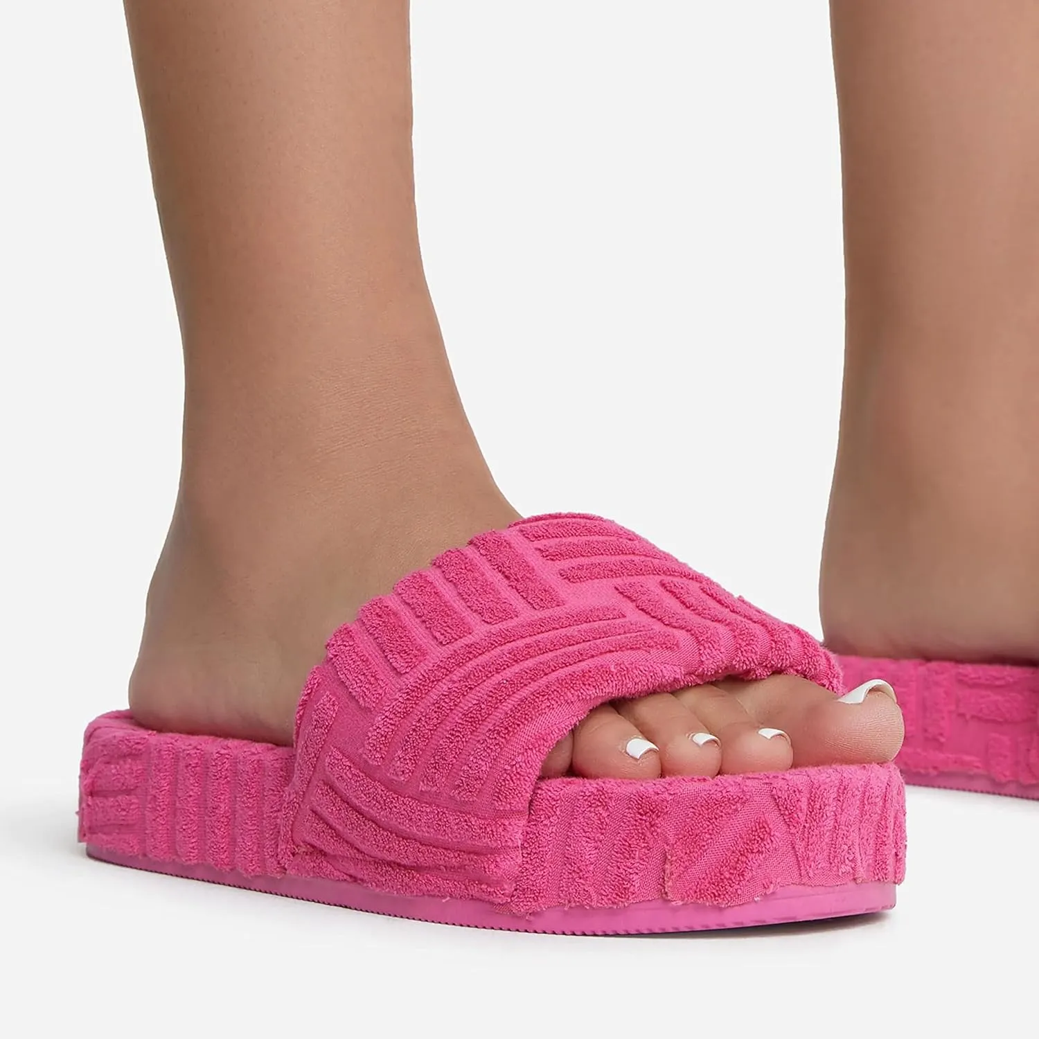 keleimusi Womens Towel Fabric Slipper Thick Sole Round Toe Strap Slide Sandals Shoes