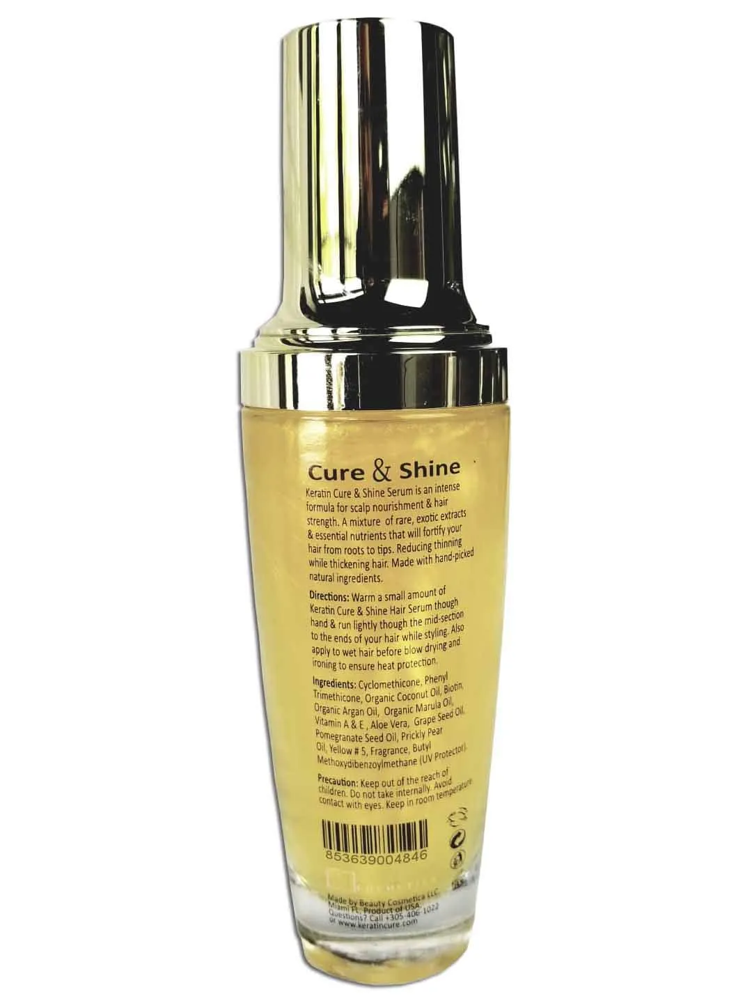 Keratin Cure & Shine Hair Serum Anti Frizz Vitamin Biotin Botanical Oils Protect against Flat Irons Hot Blow Dry Straightening Damage Breakage Man Woman & kids 4 oz