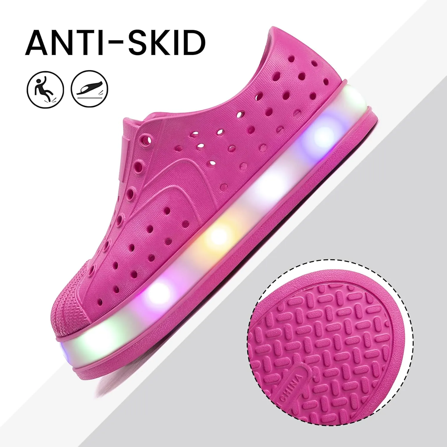 Kids Water Shoes,Toddler Slip-On Shoes,Waterproof Light Up Shoes for Boys and Girls,Lightweight Non-Slip Quick Dry Beach Sandals