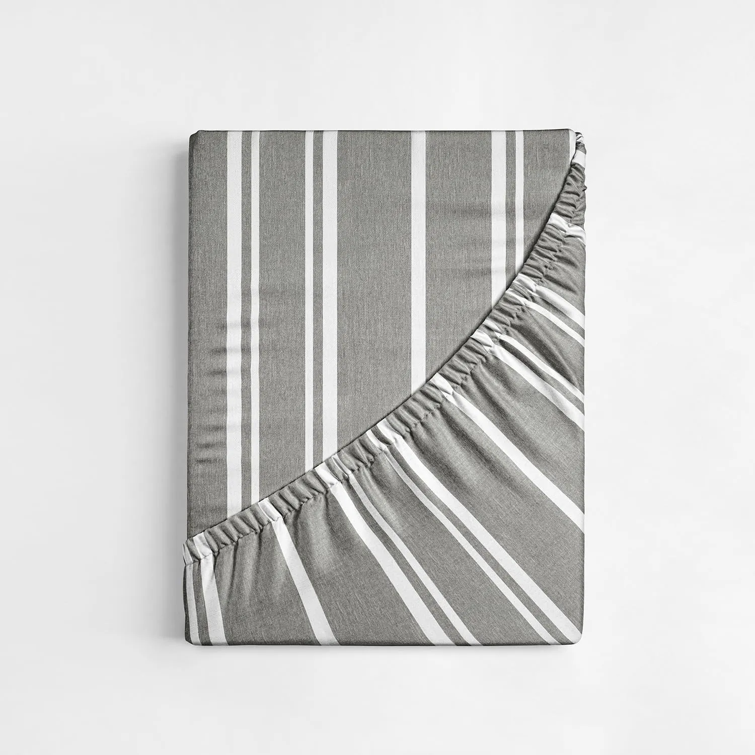 King Size Fitted Bed Sheet - Hotel Luxury Single Fitted Bottom Sheet Only - Fits Mattress Between 8 to 16 inches - Deep Pockets, Extra Soft and Wrinkle Free - Comfy Breathable & Cooling - Grey Stripes