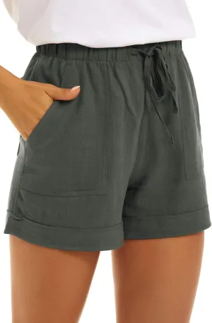 KINGFEN Women Casual Shorts Drawstring Comfy Elastic Waist Shorts Summer Pull On Short with Pockets(S-2XL)