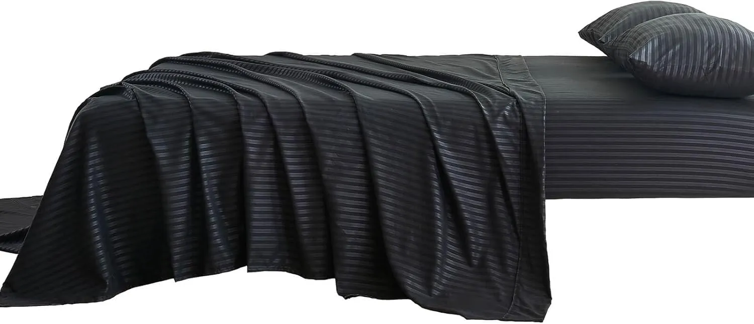 Kingnex Striped 36x72 Sofa Bed Sheets Twin Size for Sleeper Sofa Bed Soft Double Brushed 1800 Microfiber 3 Pcs Include 1 Fitted Sheet 1 Flat Sheet 1 Pillowcase Black