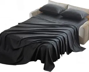 Kingnex Striped 36x72 Sofa Bed Sheets Twin Size for Sleeper Sofa Bed Soft Double Brushed 1800 Microfiber 3 Pcs Include 1 Fitted Sheet 1 Flat Sheet 1 Pillowcase Black