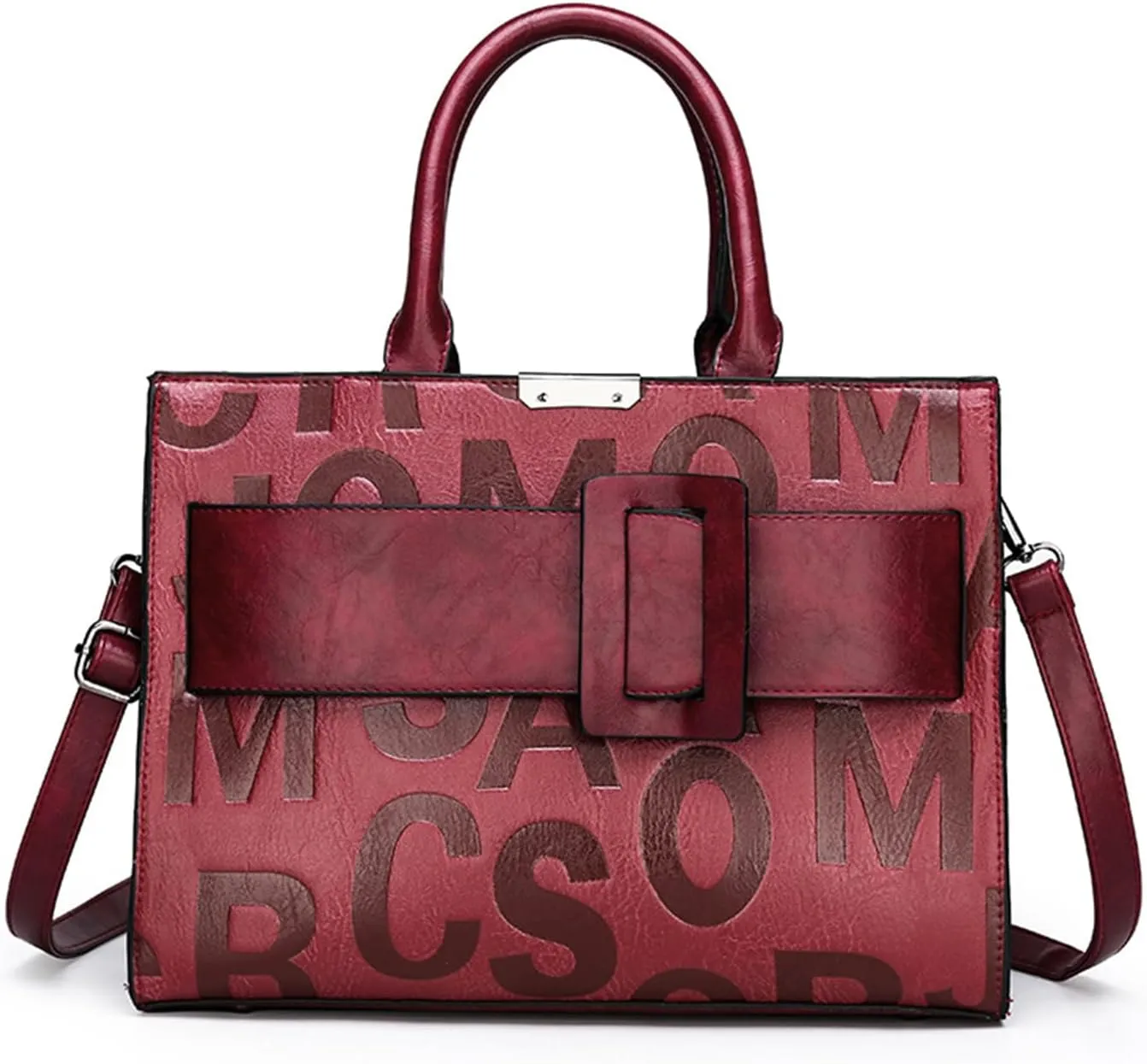 KingTo Tote Bag for Women Soft Vegan Leather Satchel Handbags Retro Shoulder Bag for Lady Stylish Top Handle Purse (A-Red)