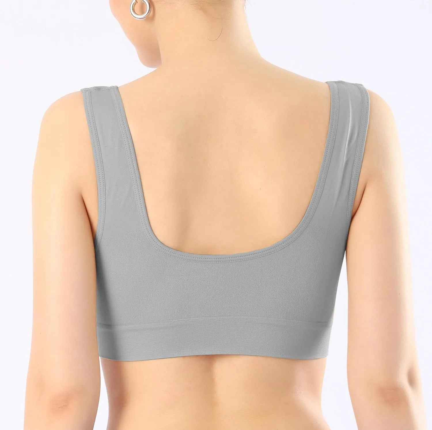 KINYAOYAO 3 Pack Women's Ultimate Comfy Medium Support Seamless Wireless Sports Bra with Removable Pads