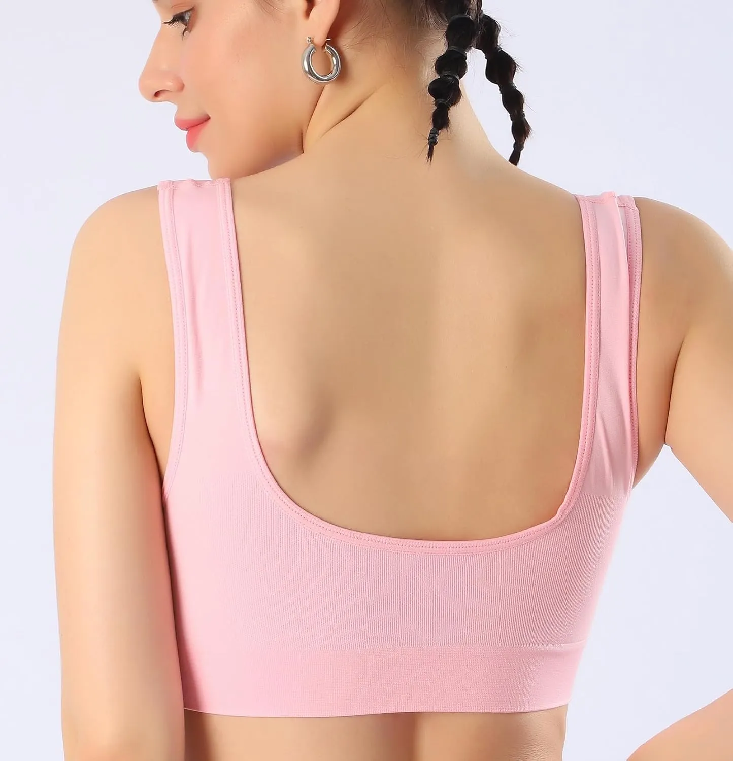 KINYAOYAO 3 Pack Women's Ultimate Comfy Medium Support Seamless Wireless Sports Bra with Removable Pads