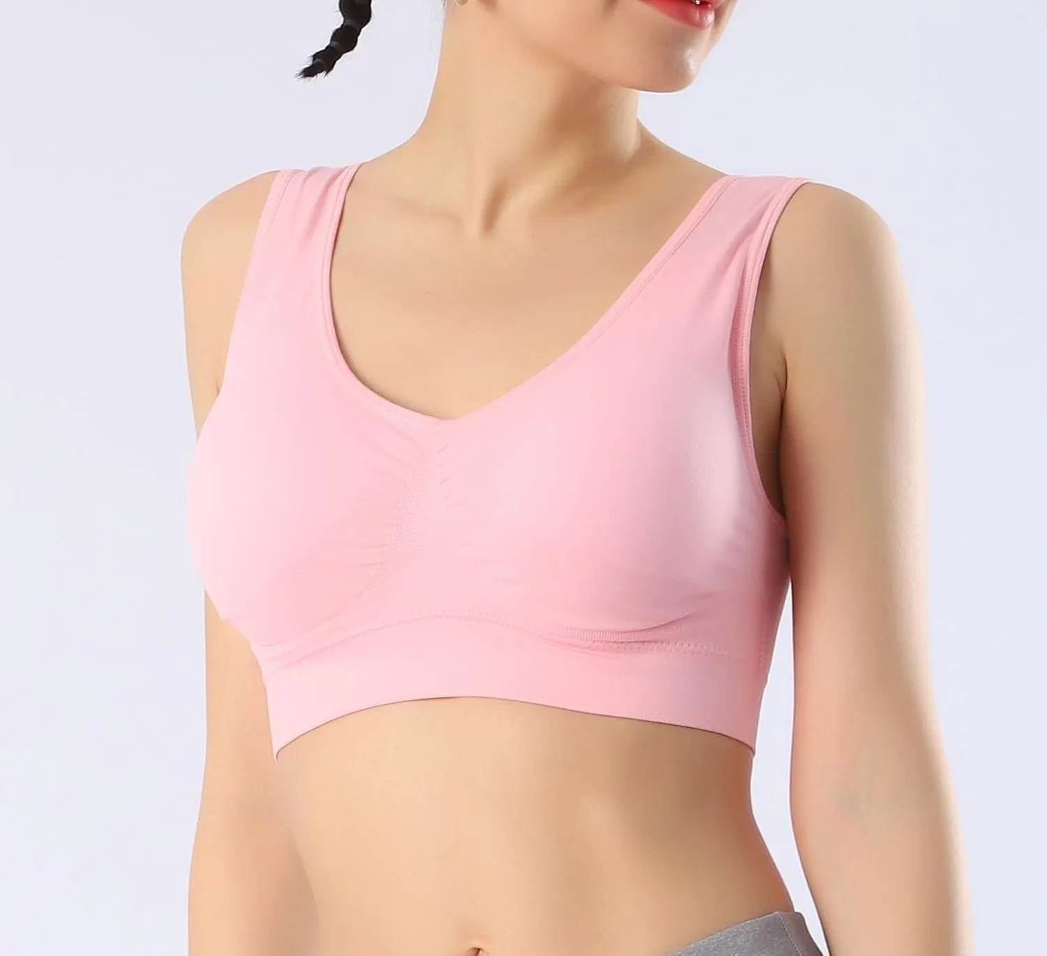 KINYAOYAO 3 Pack Women's Ultimate Comfy Medium Support Seamless Wireless Sports Bra with Removable Pads