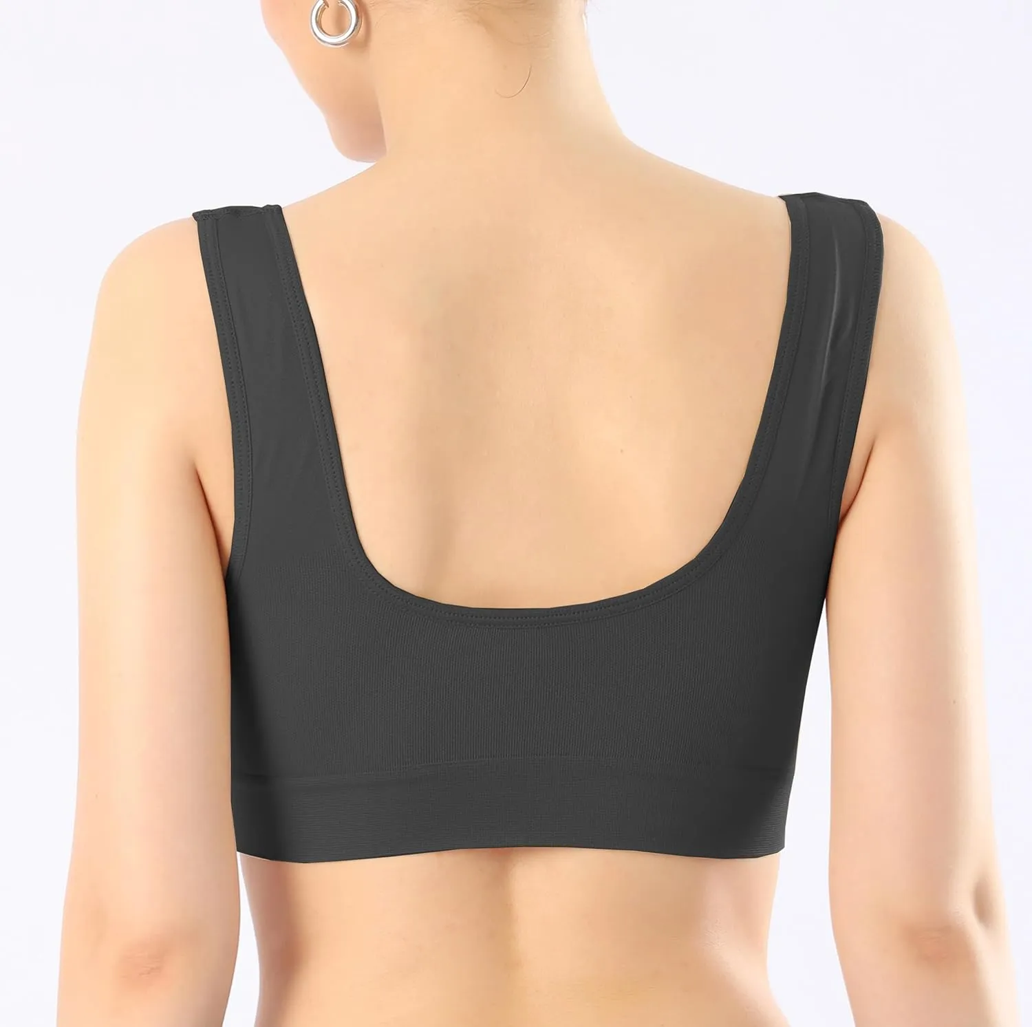 KINYAOYAO 3 Pack Women's Ultimate Comfy Medium Support Seamless Wireless Sports Bra with Removable Pads
