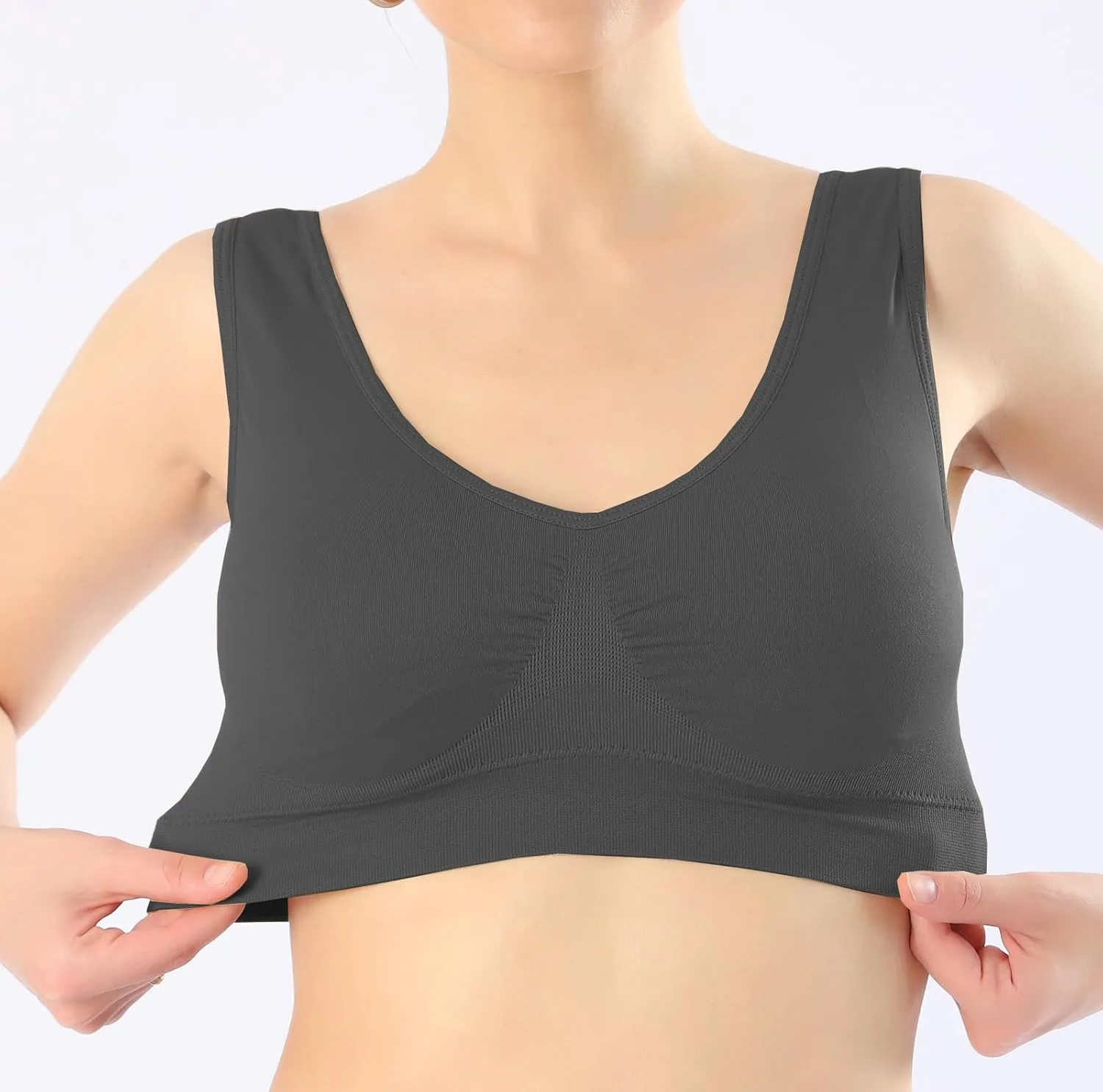 KINYAOYAO 3 Pack Women's Ultimate Comfy Medium Support Seamless Wireless Sports Bra with Removable Pads