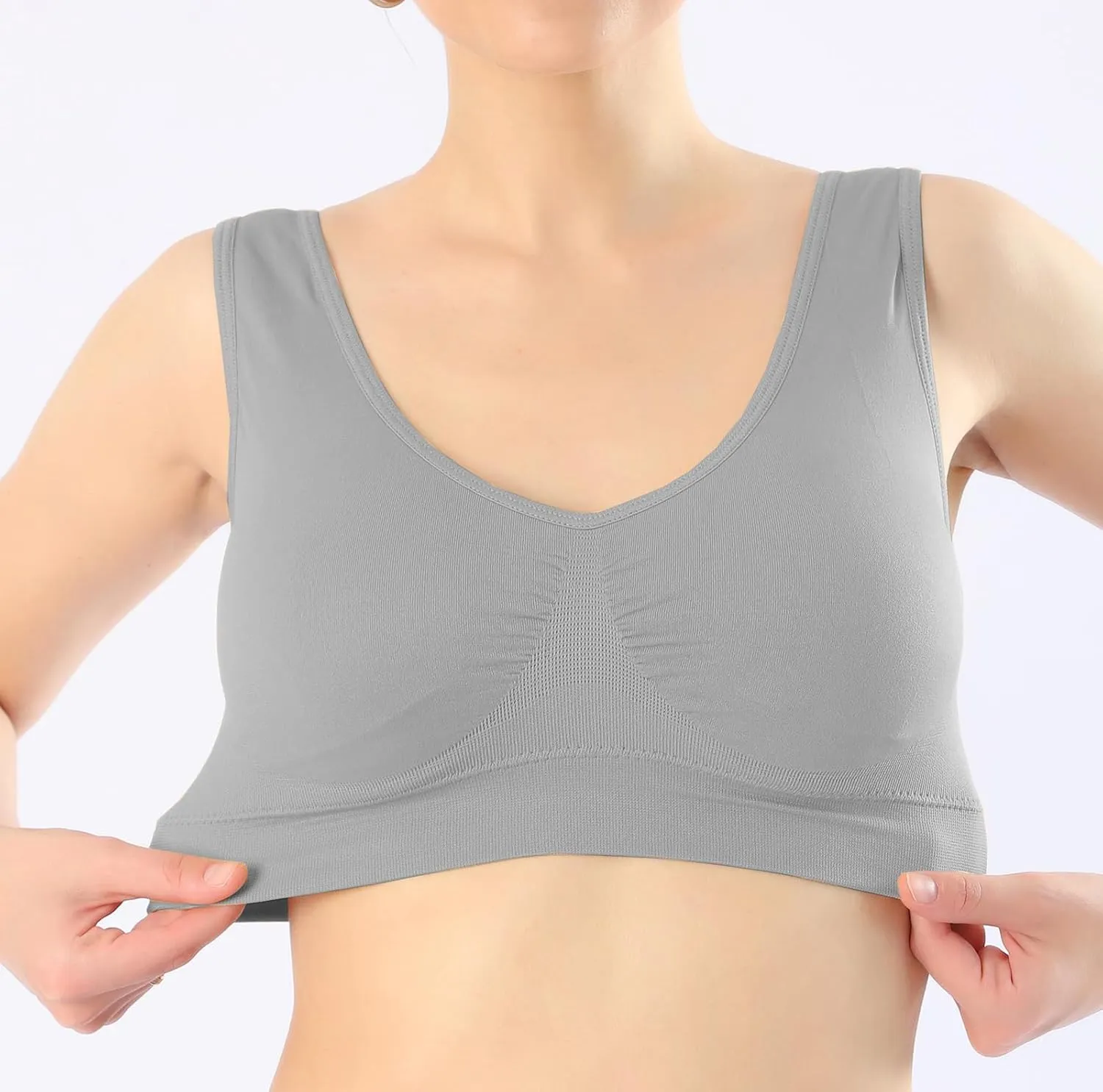 KINYAOYAO 3 Pack Women's Ultimate Comfy Medium Support Seamless Wireless Sports Bra with Removable Pads