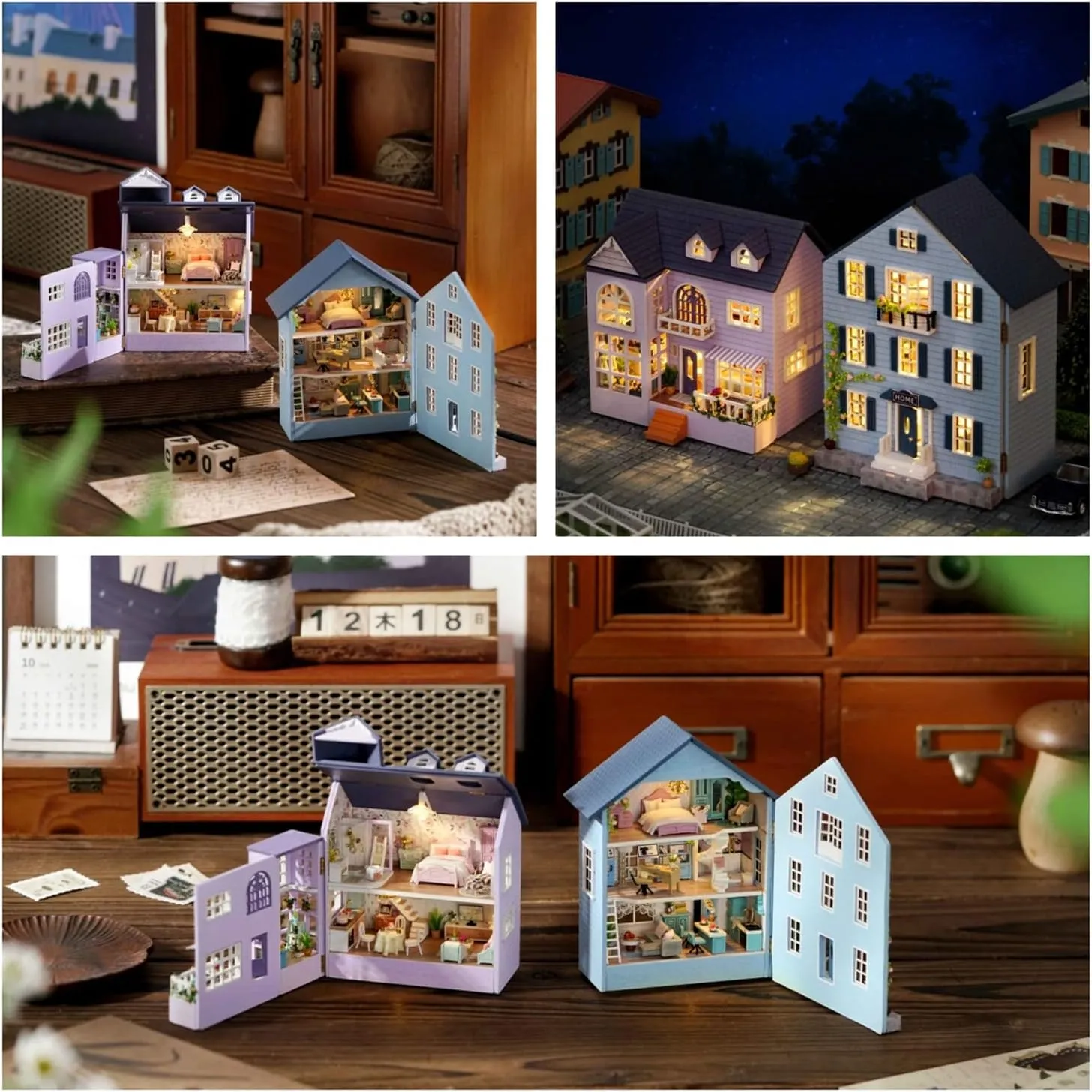 Kisoy Romantic and Cute Dollhouse Miniature DIY House Kit Creative Room Perfect DIY Gift for Friends, Lovers and Families (Happy House)