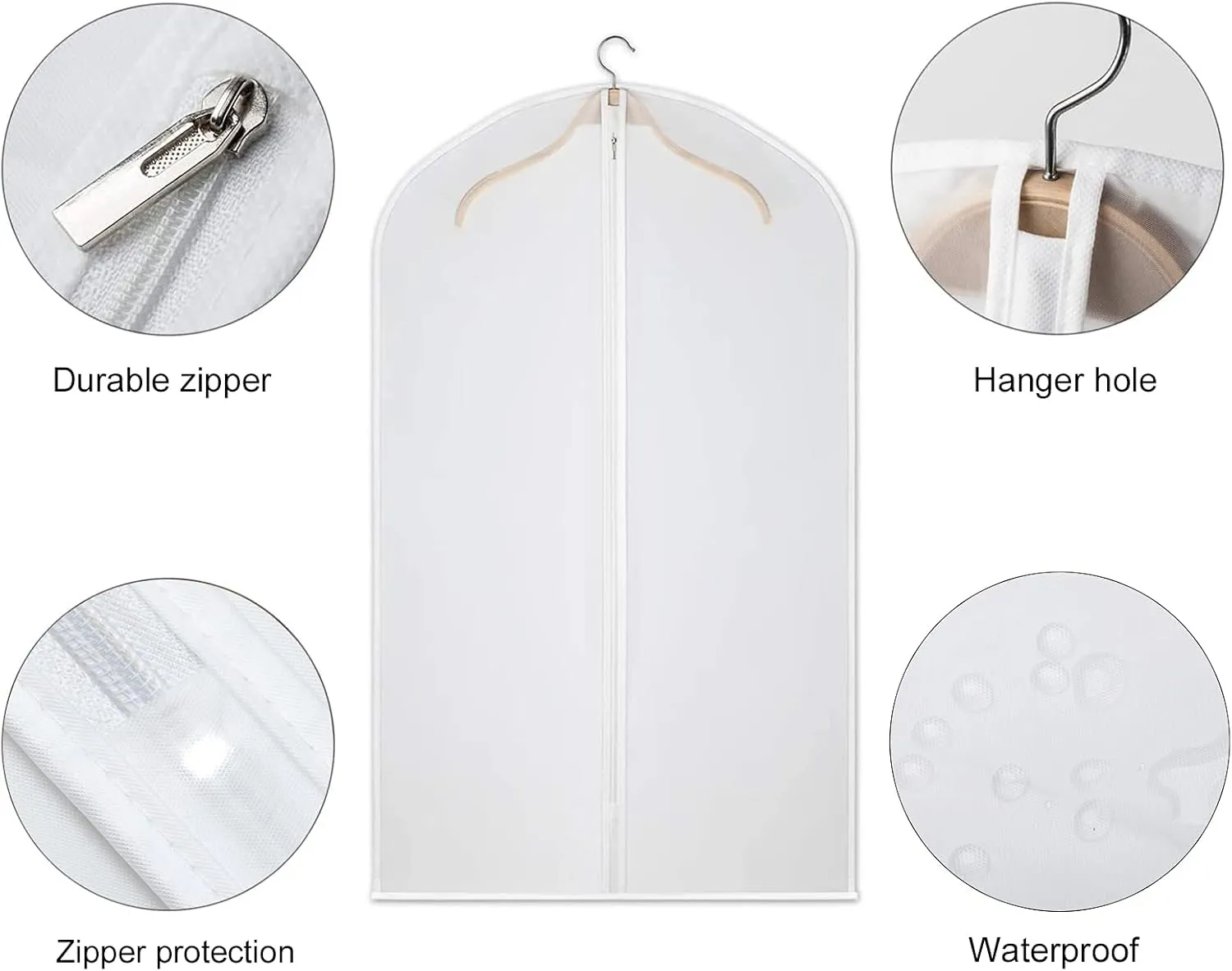 Kntiwiwo Garment Bags Clear Suit Bag for Closet Storage Hanging Clothes Dress Cover Bags (24" x 40"12pcs)