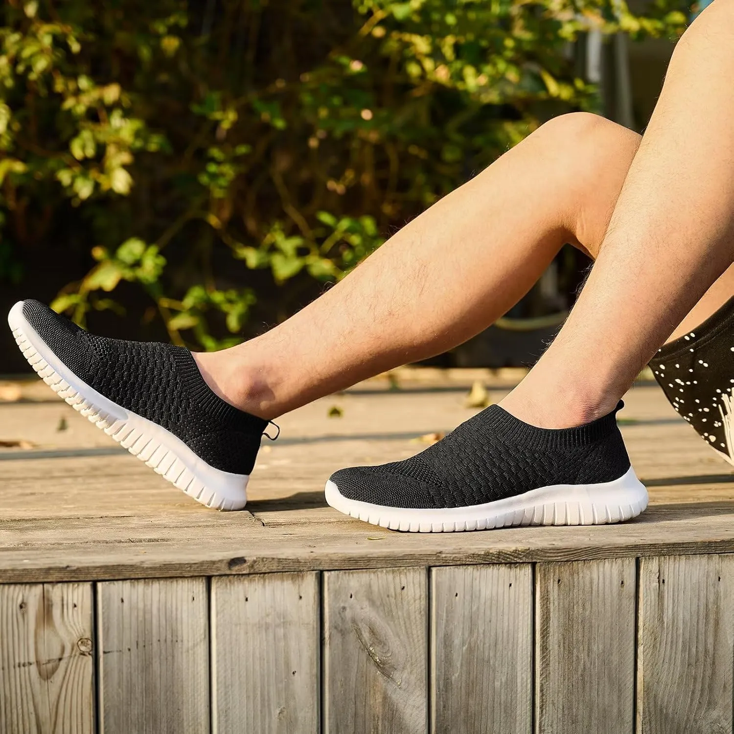 konhill Men's Athletic Walking Shoes - Lightweight Casual Knit Slip on Sneakers