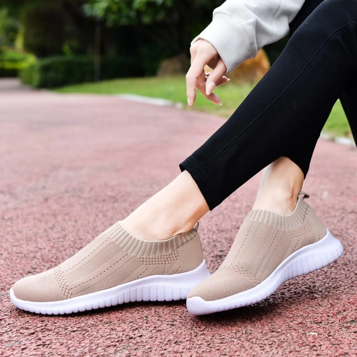 konhill Women's Slip On Sneakers Non Slip Walking Shoes Breathable Mesh Work Casual Lightweight Tennis Workout Shoes