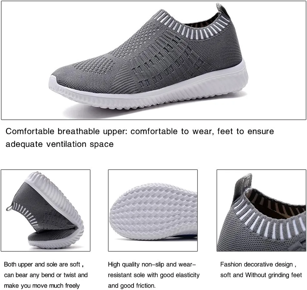 konhill Women's Slip On Walking Shoes Breathable Mesh Sneakers Work Casual Tennis Shoes