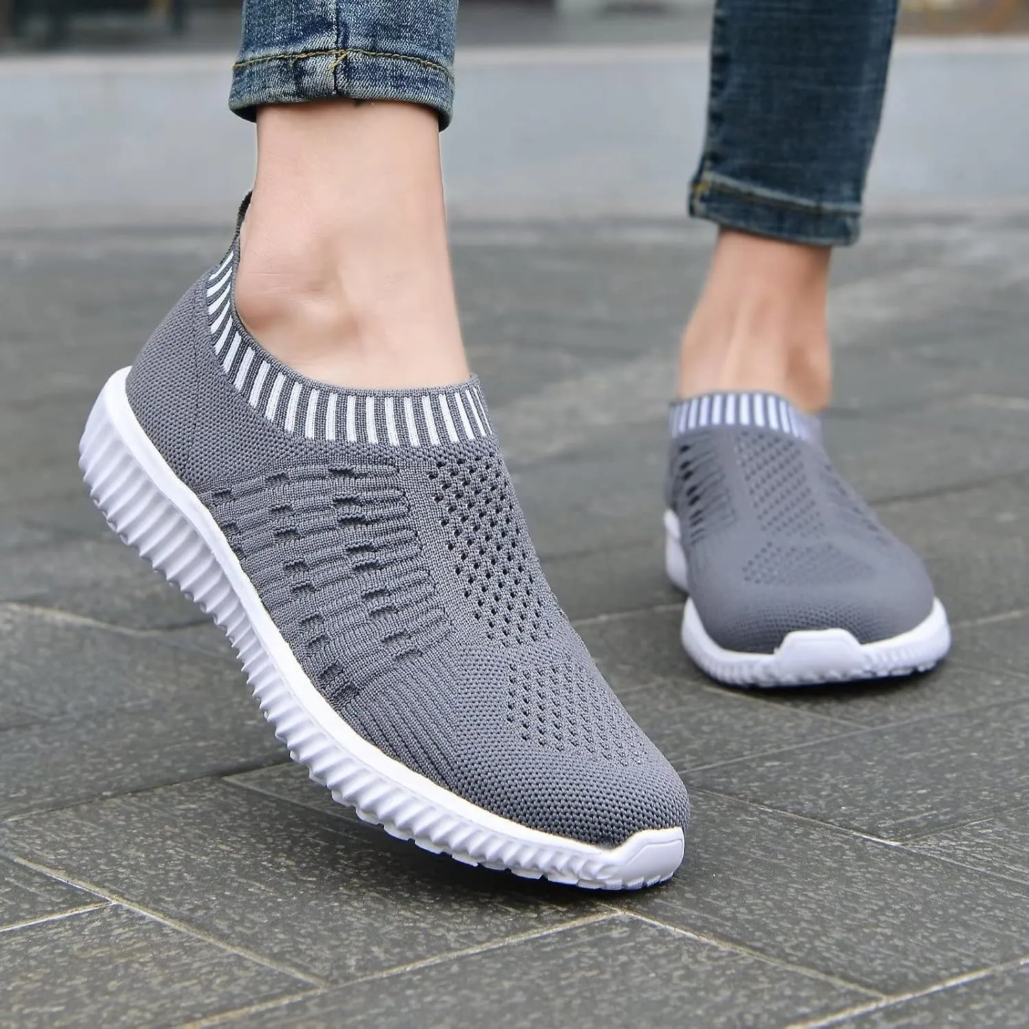 konhill Women's Slip On Walking Shoes Breathable Mesh Sneakers Work Casual Tennis Shoes