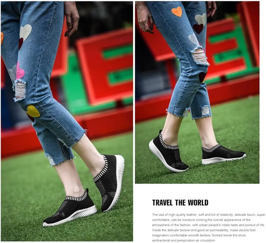 konhill Women's Slip On Walking Shoes Breathable Mesh Sneakers Work Casual Tennis Shoes