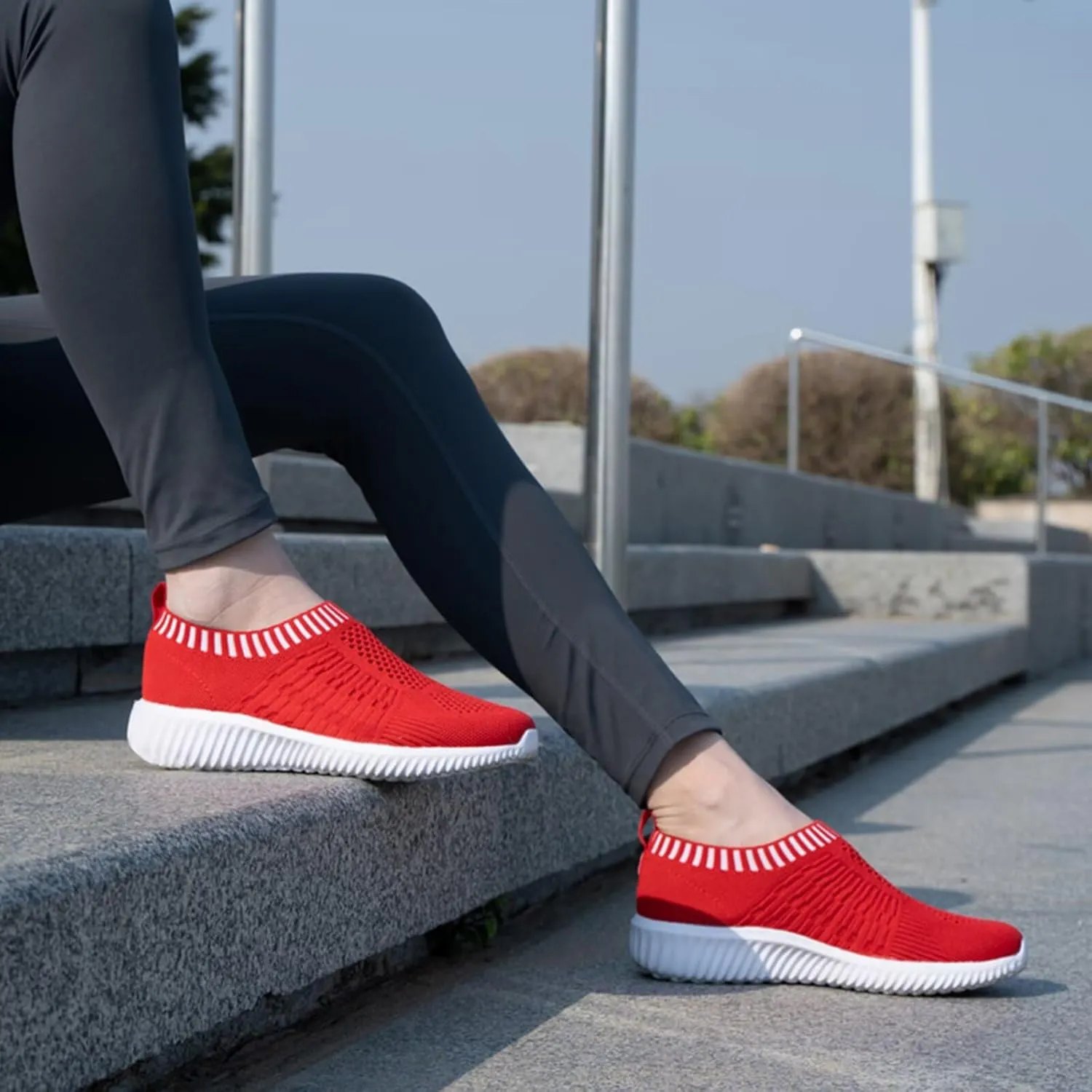 konhill Women's Slip On Walking Shoes Breathable Mesh Sneakers Work Casual Tennis Shoes