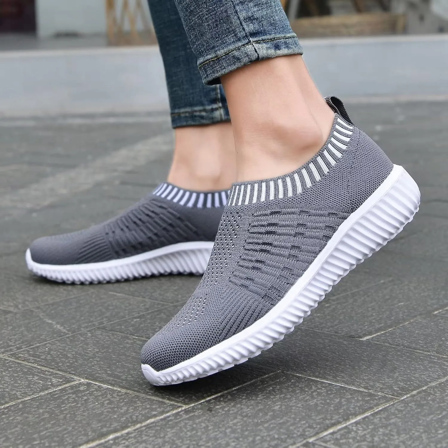 konhill Women's Slip On Walking Shoes Breathable Mesh Sneakers Work Casual Tennis Shoes