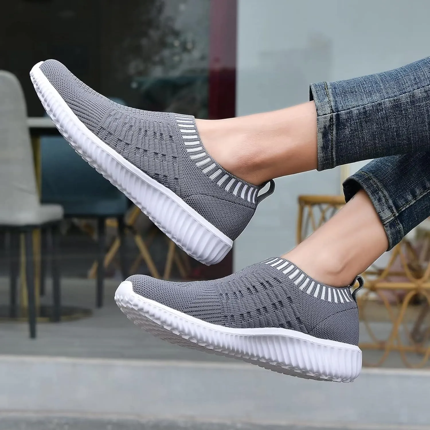 konhill Women's Slip On Walking Shoes Breathable Mesh Sneakers Work Casual Tennis Shoes