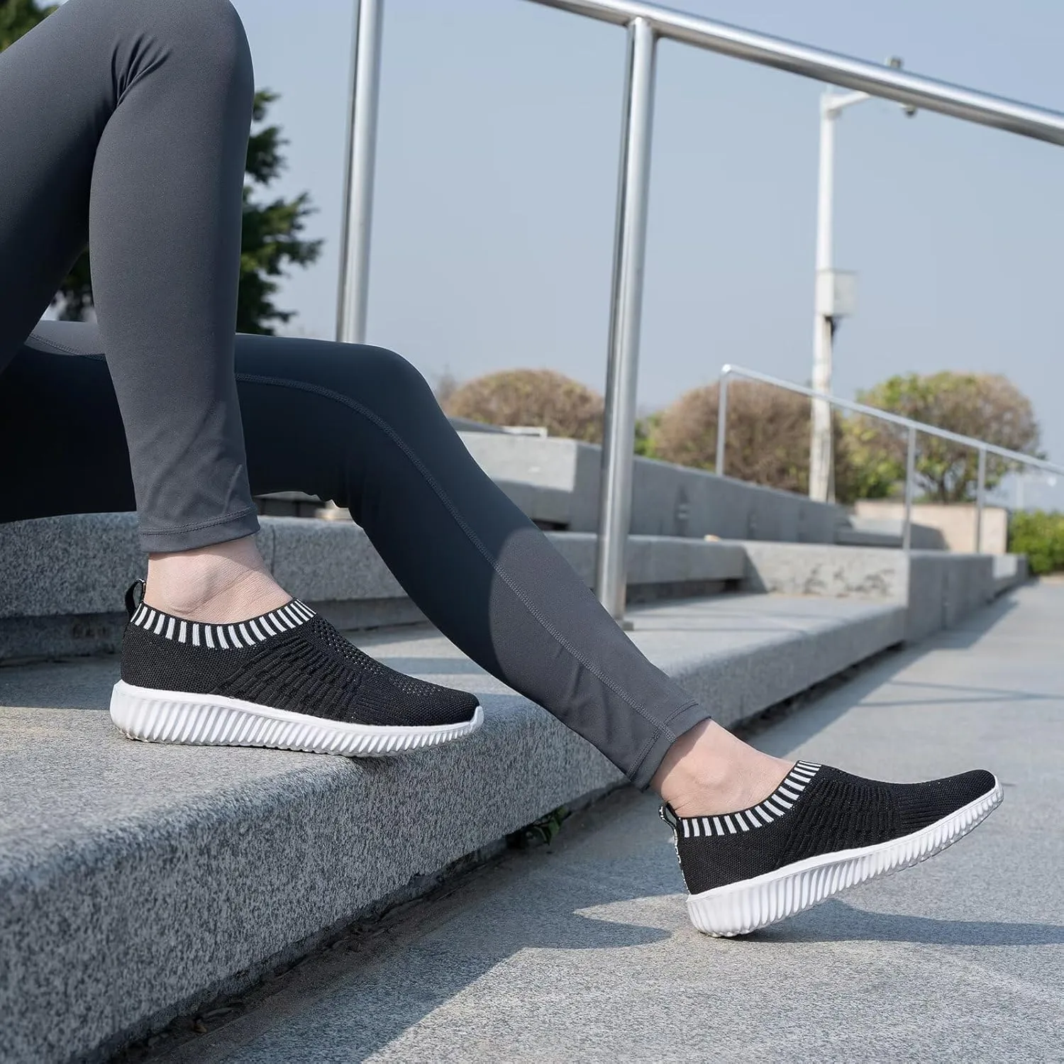 konhill Women's Slip On Walking Shoes Breathable Mesh Sneakers Work Casual Tennis Shoes