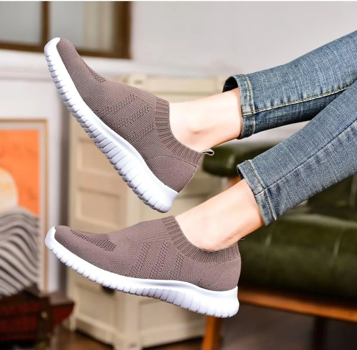 konhill Women's Walking Tennis Shoes - Lightweight Athletic Casual Gym Slip on Sneakers