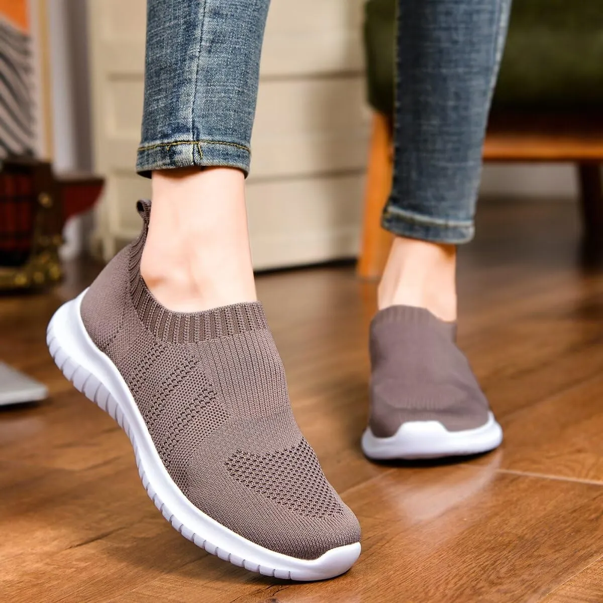 konhill Women's Walking Tennis Shoes - Lightweight Athletic Casual Gym Slip on Sneakers