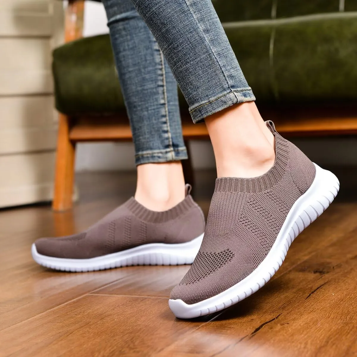 konhill Women's Walking Tennis Shoes - Lightweight Athletic Casual Gym Slip on Sneakers