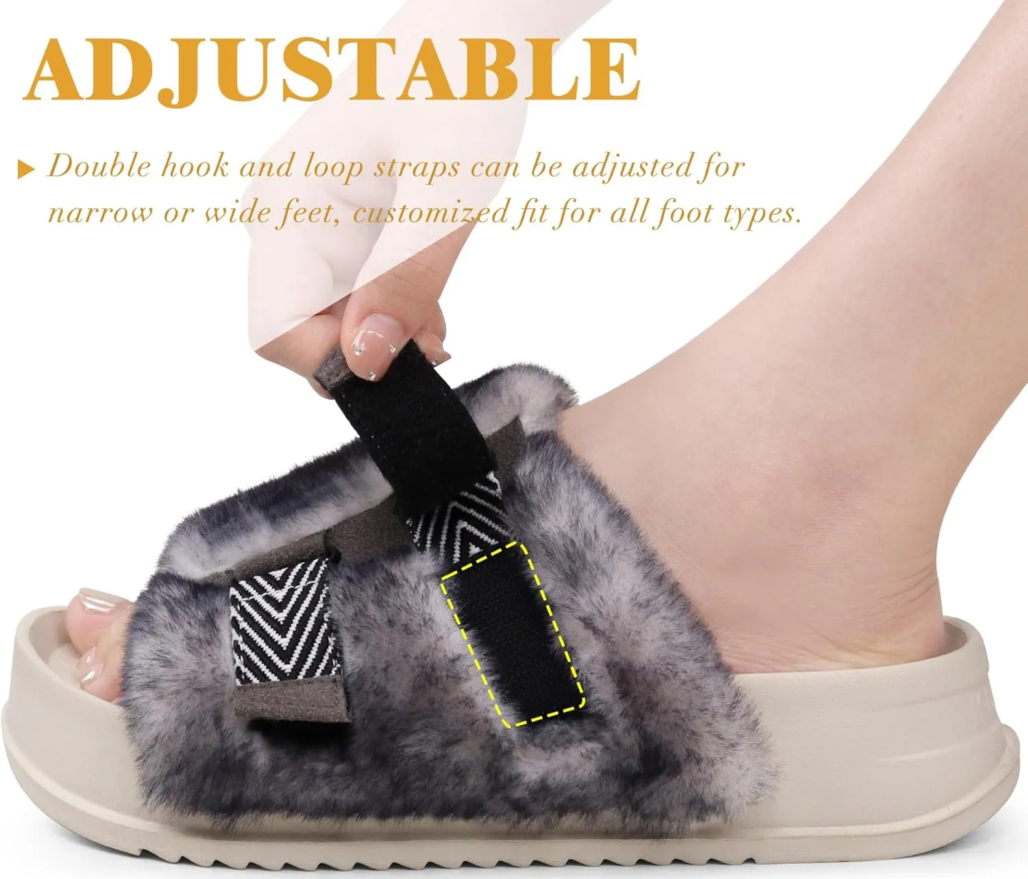 KuaiLu Women's Orthotic Slippers With Arch Support Soft Cushion Sandal Slippers for Woman Ladies Fashion Open Toe Faux Fur Platform Slipper Indoor Outdoor Size 6~12