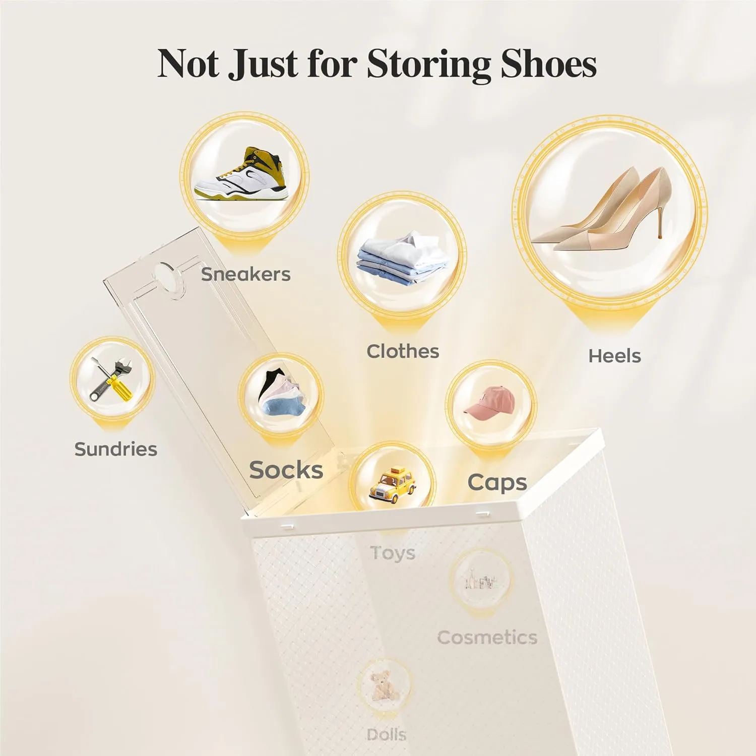 Kuject X-Large Shoe Storage Boxes Organizers Clear Plastic Stackable 12 Pack, Shoe Rack & Holder Substitute, Sneaker Containers, Toy Storage Organizer Bins for Entryway, Closet, Under Bed, White