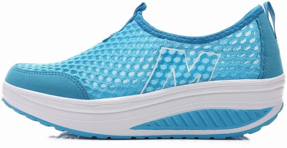 L LOUBIT Women Sneakers Comfort Slip On Wedges Shoes Breathable Mesh Walking Shoes