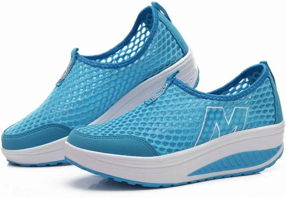 L LOUBIT Women Sneakers Comfort Slip On Wedges Shoes Breathable Mesh Walking Shoes