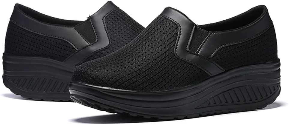 L LOUBIT Women Wedge Shoes Breathable Mesh Sneakers Slip On Comfort Walking Shoes