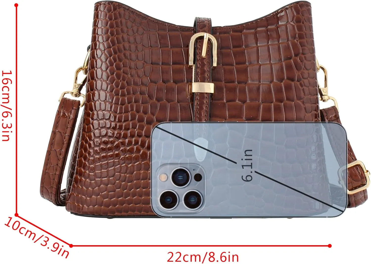 LABANCA Women Retro Alligator Bucket Bags Crocodile Pattern Designer Shoulder Bag Ladies PU Purse Crossbody Wallet Bag