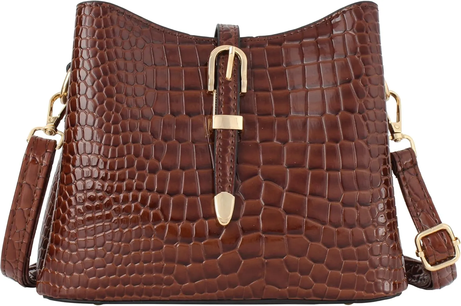 LABANCA Women Retro Alligator Bucket Bags Crocodile Pattern Designer Shoulder Bag Ladies PU Purse Crossbody Wallet Bag