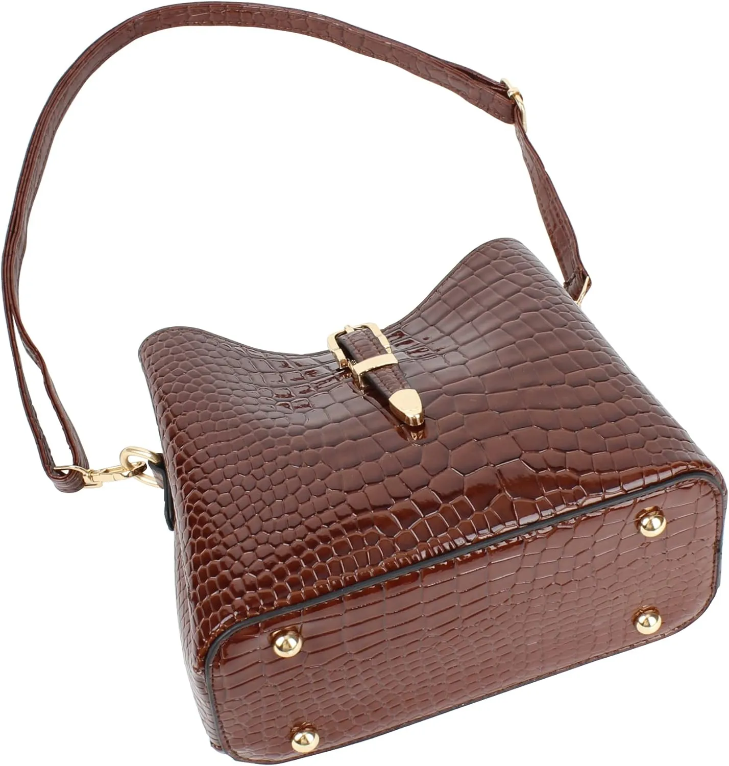LABANCA Women Retro Alligator Bucket Bags Crocodile Pattern Designer Shoulder Bag Ladies PU Purse Crossbody Wallet Bag