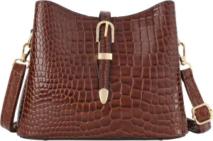 LABANCA Women Retro Alligator Bucket Bags Crocodile Pattern Designer Shoulder Bag Ladies PU Purse Crossbody Wallet Bag