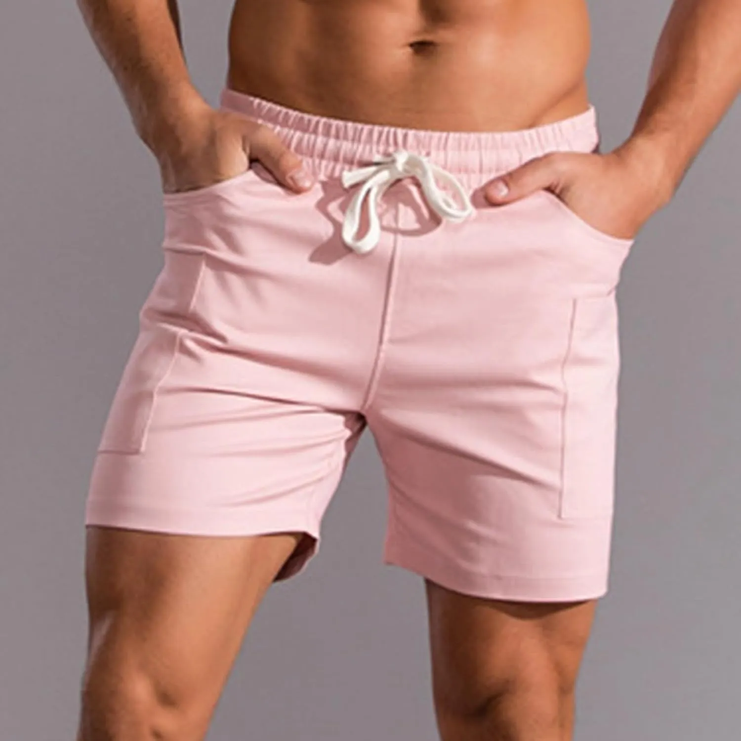 Lastesso Running Shorts Men Casual Flat Front Shorts Cotton Lightweight Running Shorts with Pockets Athletic Shorts Summer